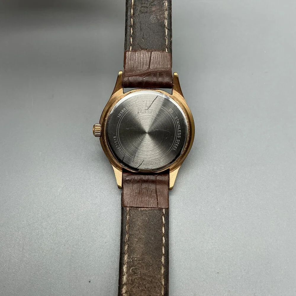 Bulova Womens Watch 28mm Rose Gold Tone 97L112 Brown Leather New Battery